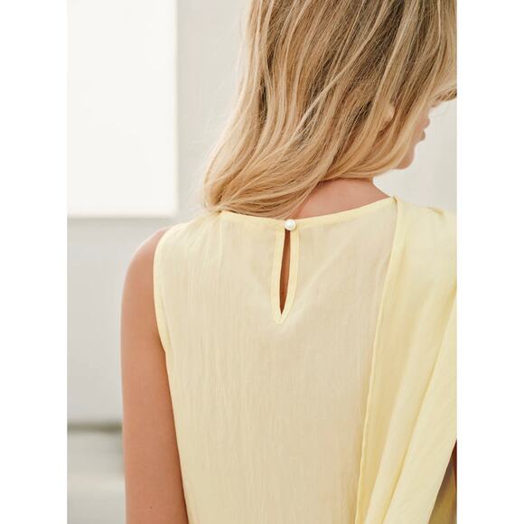 Semi-Sheer Cowl-Neck Sash Back Blouse - Picture 6 of 7